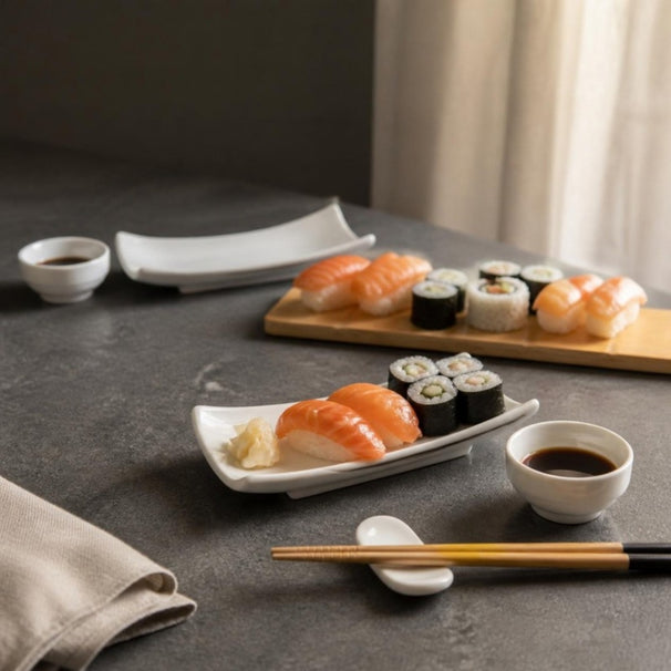 Cosy & Trendy Sushi Set voor 2 Personen - Porselein & Bamboe - 9-delig