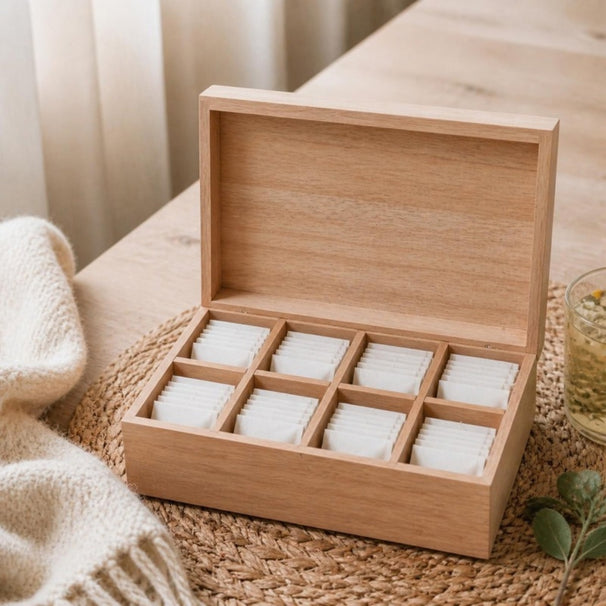Cosy & Trendy Theedoos - Theekist - Hout - 8 vakken - 29 x 19 x 9 cm