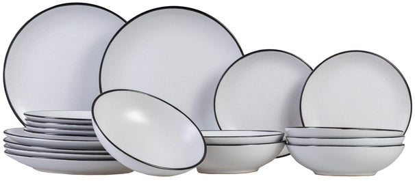 Cosy & Trendy Serviesset Speckle - Wit 18-delig / 6 personen - 6 dinerborden, 6 diepe borden en 6 ontbijtborden