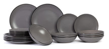 Cosy & Trendy Serviesset Speckle - Grijs 18-delig / 6 personen - 6 dinerborden, 6 diepe borden en 6 ontbijtborden