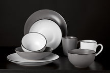 Cosy & Trendy Serviesset Speckle - Grijs 18-delig / 6 personen - 6 dinerborden, 6 diepe borden en 6 ontbijtborden