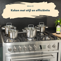 Sola Pannenset Diamond 4-Delig RVS - Downdraft geschikt - Kookpan ø 16, 18, 20 cm & Steelpan ø 16 cm - geschikt voor alle warmtebronnen