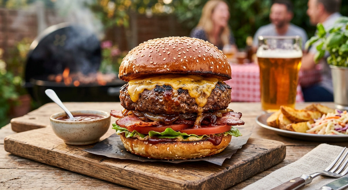 Een stevige sappige burger van de BBQ!