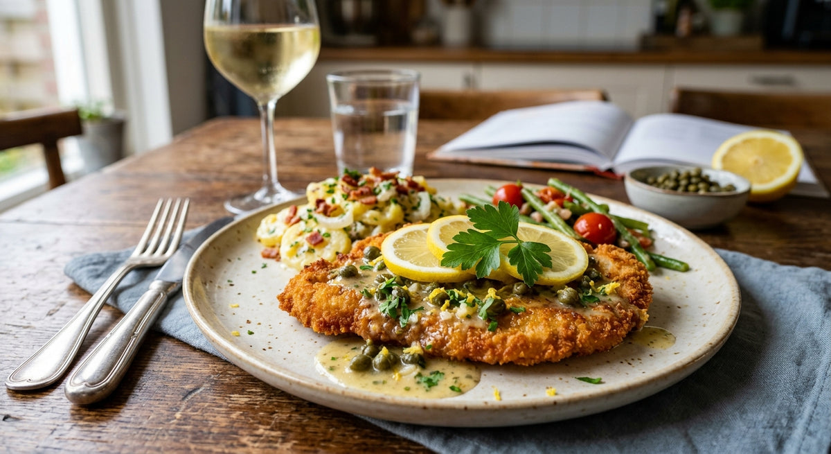 Goudbruin van buiten, mals van binnen — zo maak je de perfecte schnitzel thuis.