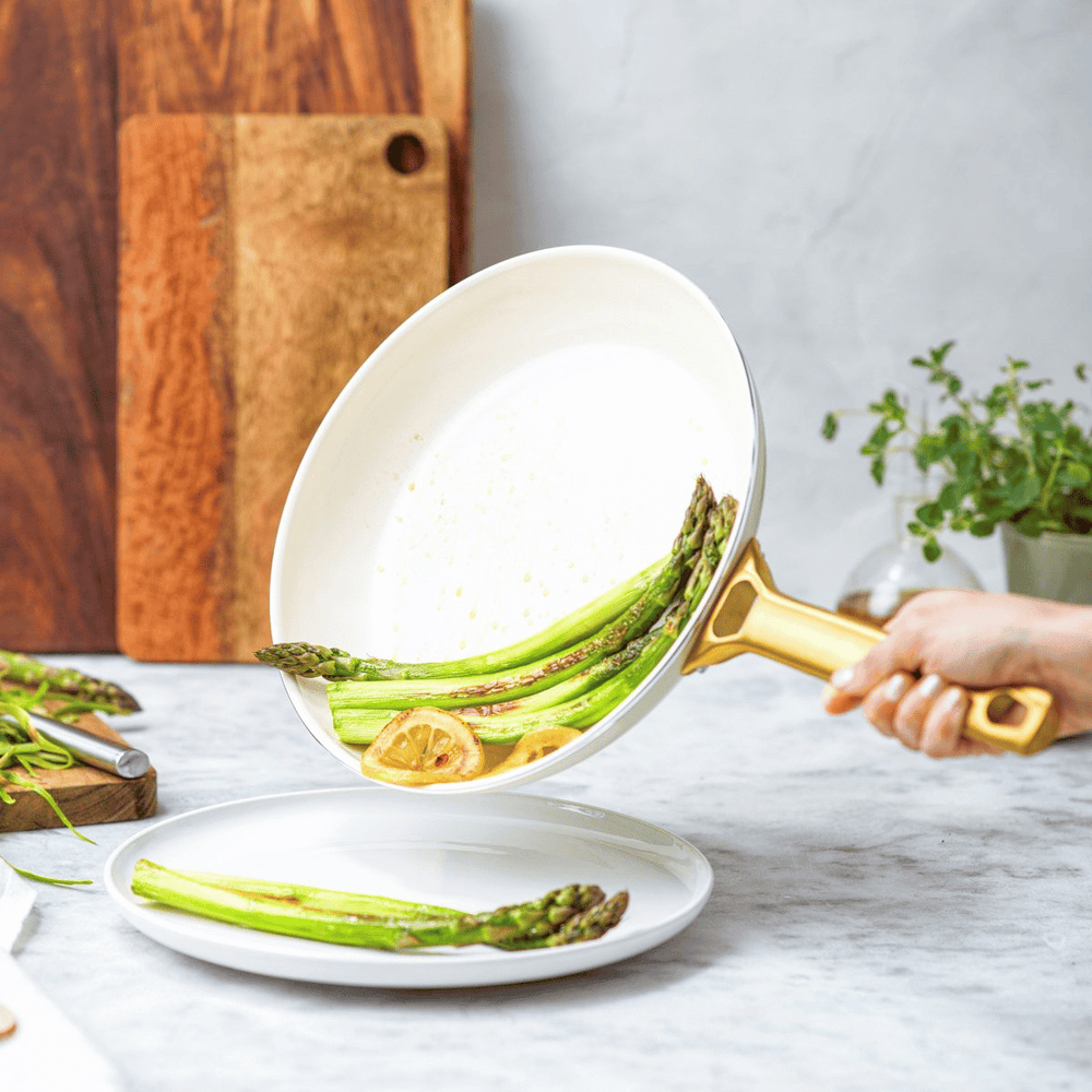 GreenPan Pannenset Padova Reserve Cream White 6-delig - Keramische anti-aanbaklaag - Kookpan ø 24 cm, Steelpan ø 18, 20 cm, Koekenpan ø 20, 28 cm & Hapjespan ø 24 cm