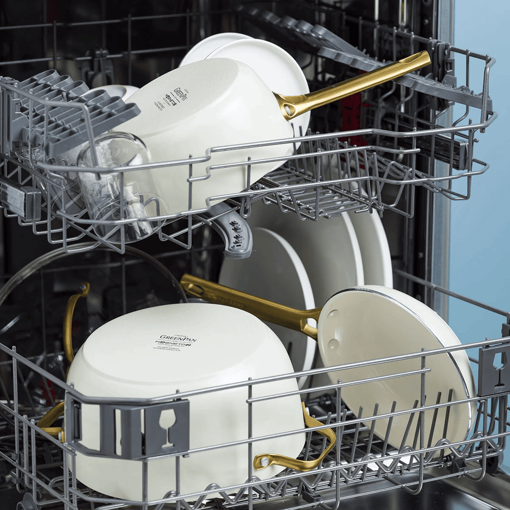 GreenPan Pannenset Padova Reserve Cream White 6-delig - Keramische anti-aanbaklaag - Kookpan ø 24 cm, Steelpan ø 18, 20 cm, Koekenpan ø 20, 28 cm & Hapjespan ø 24 cm