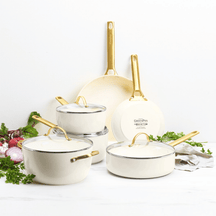 GreenPan Pannenset Padova Reserve Cream White 6-delig - Keramische anti-aanbaklaag - Kookpan ø 24 cm, Steelpan ø 18, 20 cm, Koekenpan ø 20, 28 cm & Hapjespan ø 24 cm