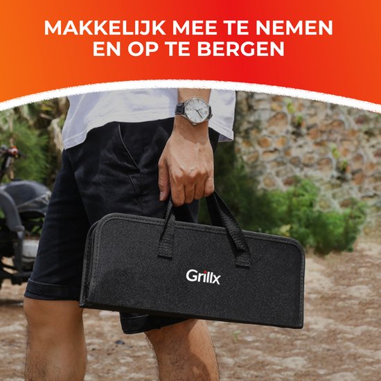 GrillX BBQ Accessoires Gereedschapset - BBQ Tang, Spatel, Vork, Borstel - Complete Barbecue Tools Set