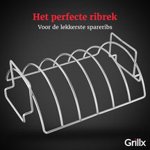 GrillX BBQ Sparerib Rek - Hittebestendig Staal - Grillen van Vlees en Gevogelte
