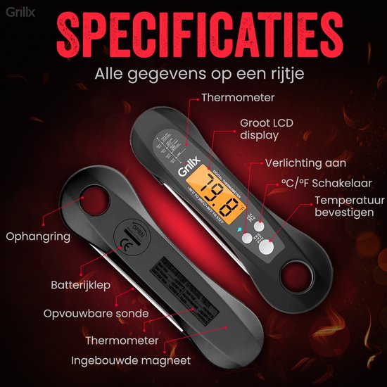GrillX BBQ Vleesthermometer - BBQ Thermometer