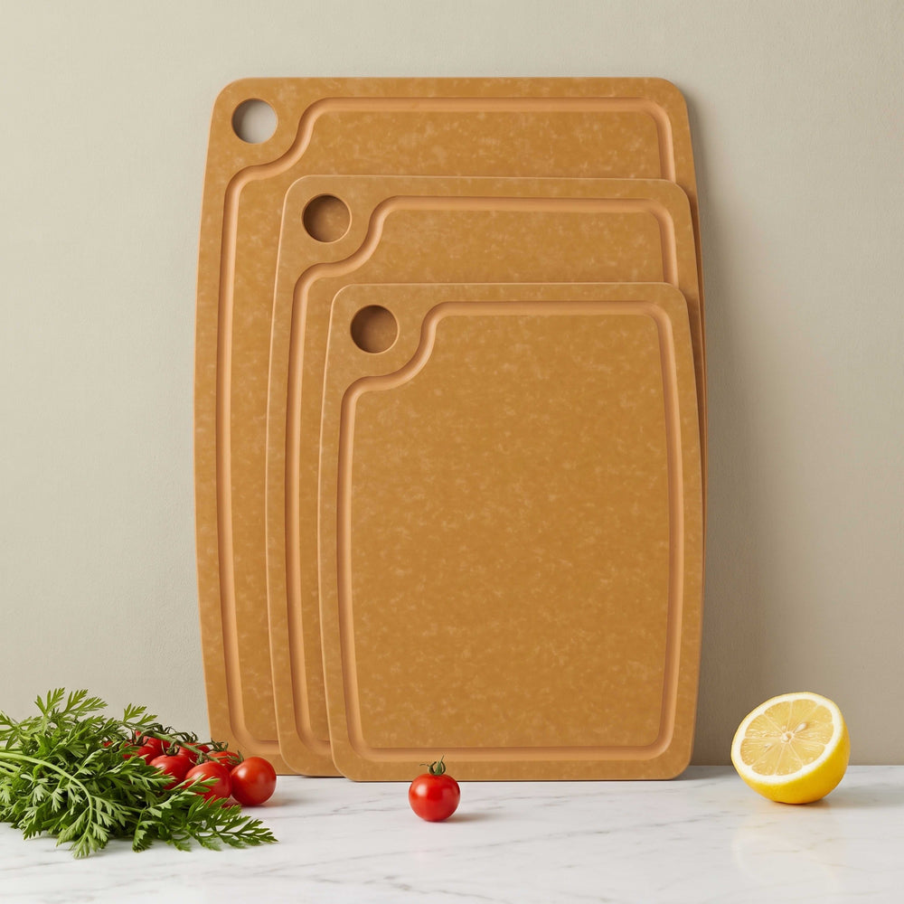 Hendi Snijplank antislip - vaatwasserbestendig -  bruin houtvezel - 37 x 27.5 cm