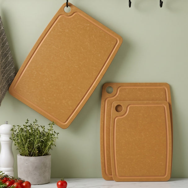 Hendi Snijplank antislip - vaatwasserbestendig -  bruin houtvezel - 44 x 32.5 cm