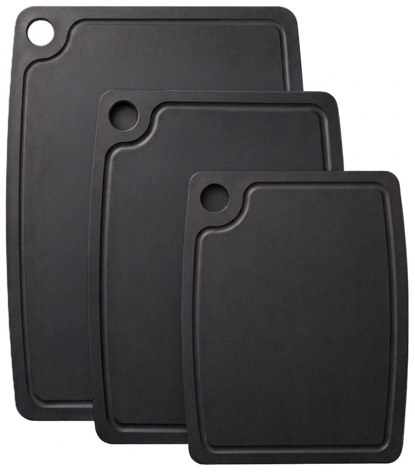 Hendi Snijplankenset antislip - vaatwasserbestendig - zwart houtvezel - 3-delig