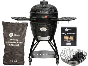 Keij Kamado BBQ Startersset - Pro Large Black 21 inch - met Houtskool, Aanmaakwokkels & Kolenmand