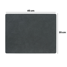 LIND DNA Placemats Hippo - Leer - Anthracite Grey - Afwasbaar - 45 x 35 cm - 2 Stuks