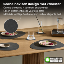 LIND DNA Placemats Nupo - Leer - Linen - Curved - Afwasbaar - 44 x 37 cm - 2 Stuks
