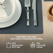 LIND DNA Placemats Nupo - Leer - Lichtblauw - Afwasbaar - 45 x 35 cm - 2 Stuks