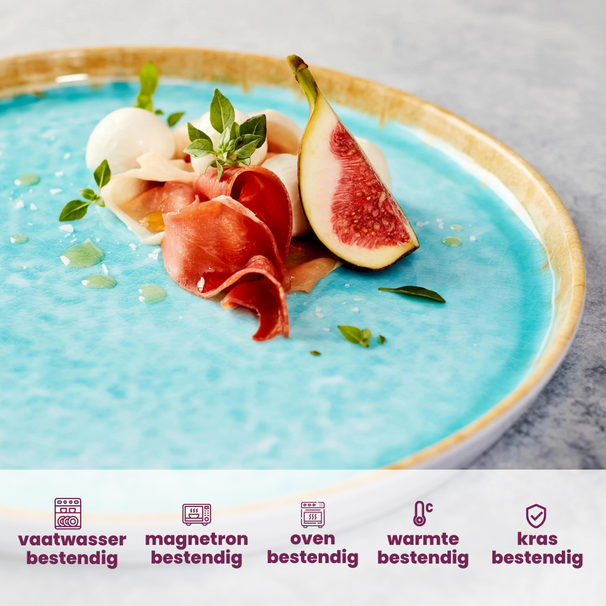 Cosy & Trendy Serviesset Laguna Azzurro 12-delig / 4 personen - 4 dinerborden, 4 ontbijtborden en 4 kommen