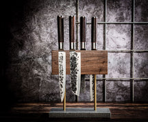 Laguiole Style de Vie Magnetisch Messenblok Walnoot - met natuurstenen voet