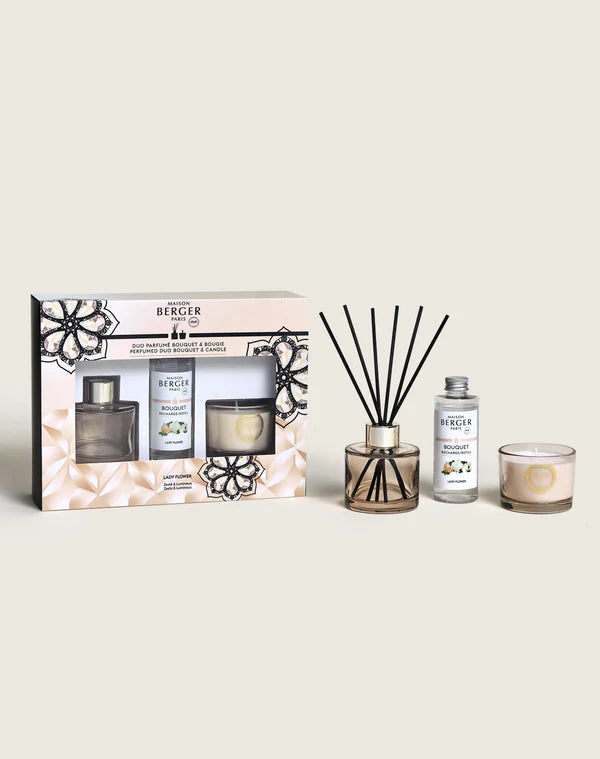 Maison Berger Giftset - Geurstokjes & Geurkaars - Eternity Nude - Lady Flower