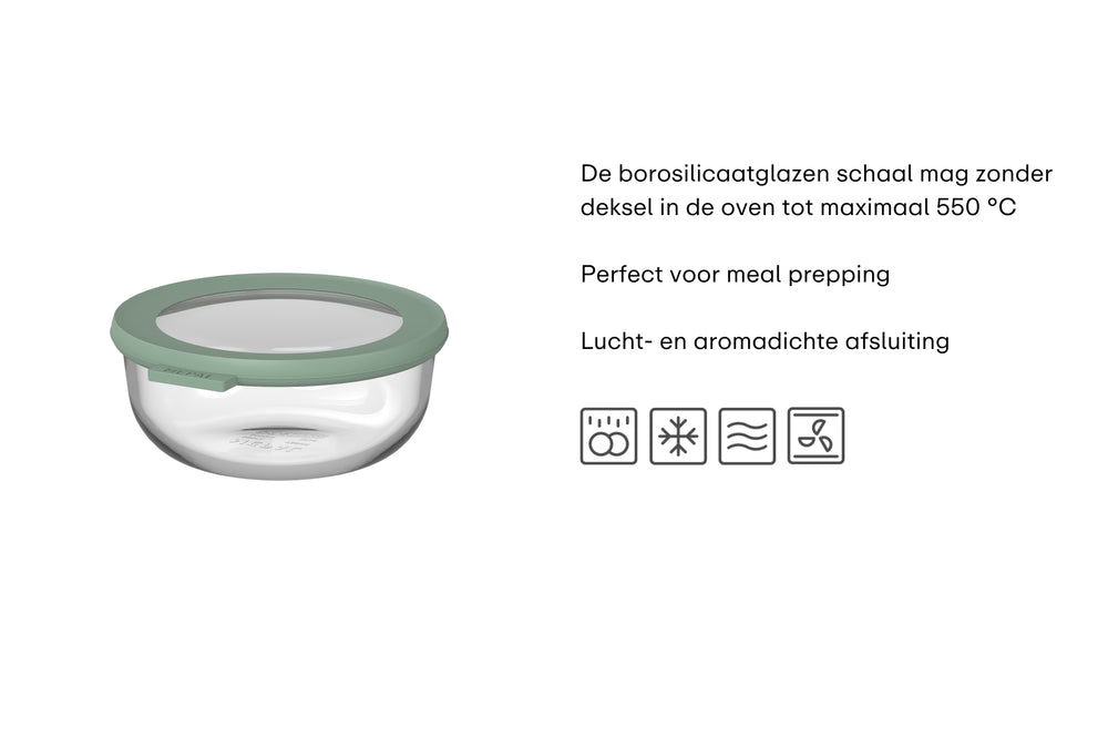 Mepal Glazen Vershoudbakje Cirqula Nordic Sage Rond - 3 liter