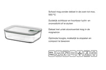 Mepal Ovenschaal / Lasagneschaal met deksel EasyClip Nordic Sage - Glas - 1.5 liter