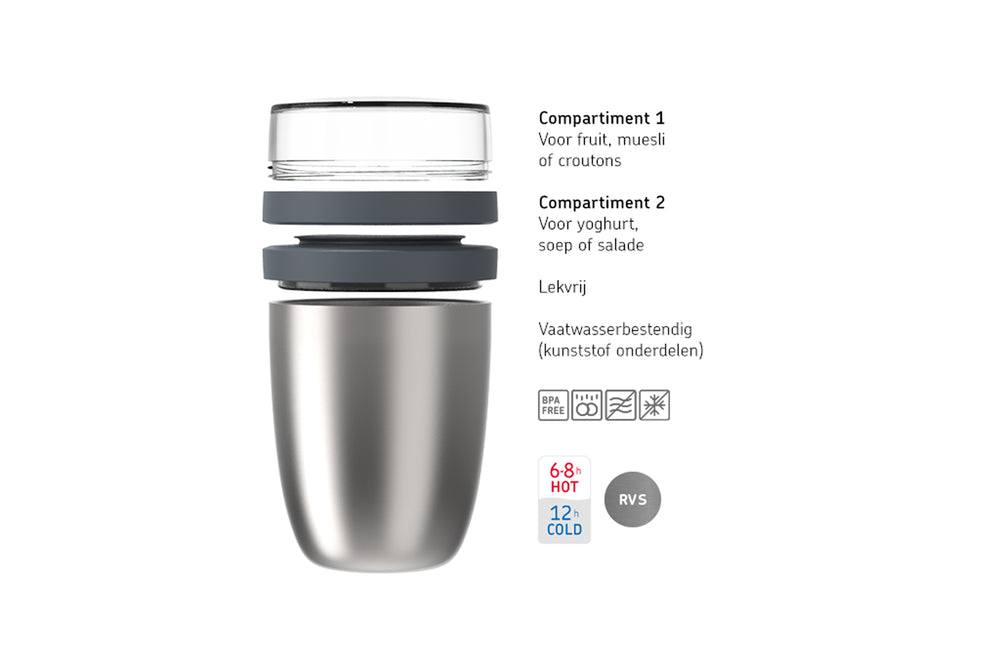 Mepal Thermos Yoghurt Beker / Muesli Beker / Lunchpot Ellipse Nordic Sage - 500 ml + 200 ml