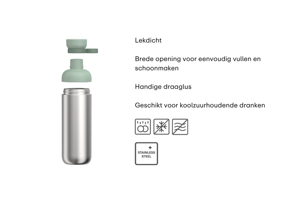Mepal Drinkbeker / Waterfles Vita Nordic Sage - RVS - 700 ml