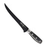 Messermeister Fileermes Avanta BBQ 18 cm met zwart titanium lemmet, vrijstaand op witte achtergrond