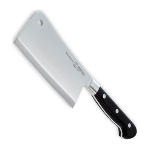 Messermeister Hakmes Meridian Elite 15 cm met zwart heft, vrijstaand op witte achtergrond