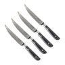 Messermeister Steakmessen Avanta Damascus 13 cm 4 stuks damaststaal met zwart heft, vrijstaand op witte achtergrond
