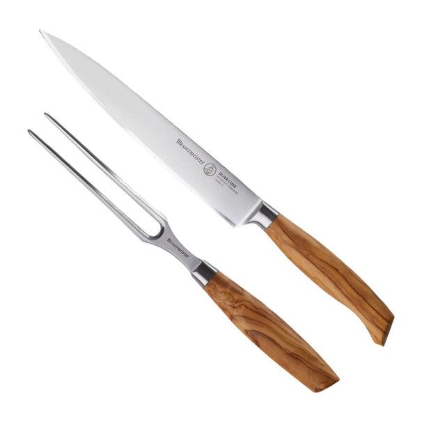 Messermeister Trancheerset Oliva Luxe Olijfhout 2-delig - Vleesmes & Vleesvork