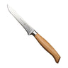 Messermeister Uitbeenmes Oliva Luxe 13 cm met olijfhouten heft, vrijstaand op witte achtergrond