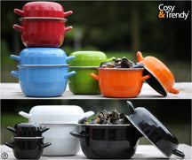 Cosy & Trendy Mosselpan - Emaille - Zwart - ø 12 cm / 900 ml - geëmailleerde anti-aanbaklaag