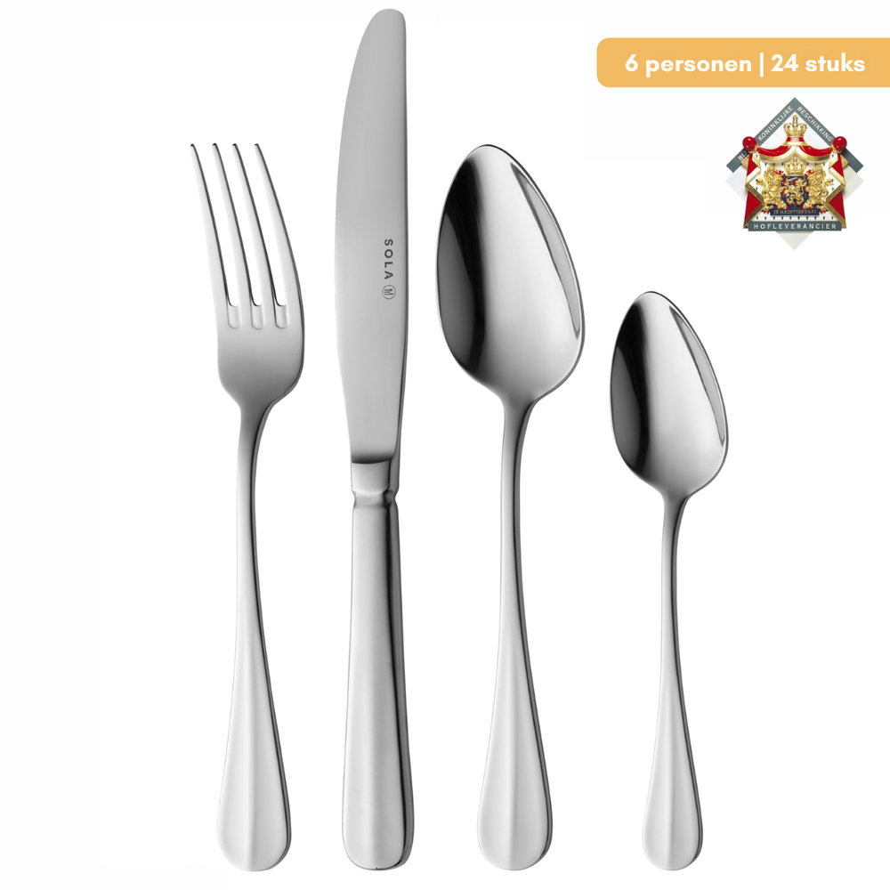 Sola Bestekset Hollands Glad - 18/10 RVS  - 24 delig / 6 personen