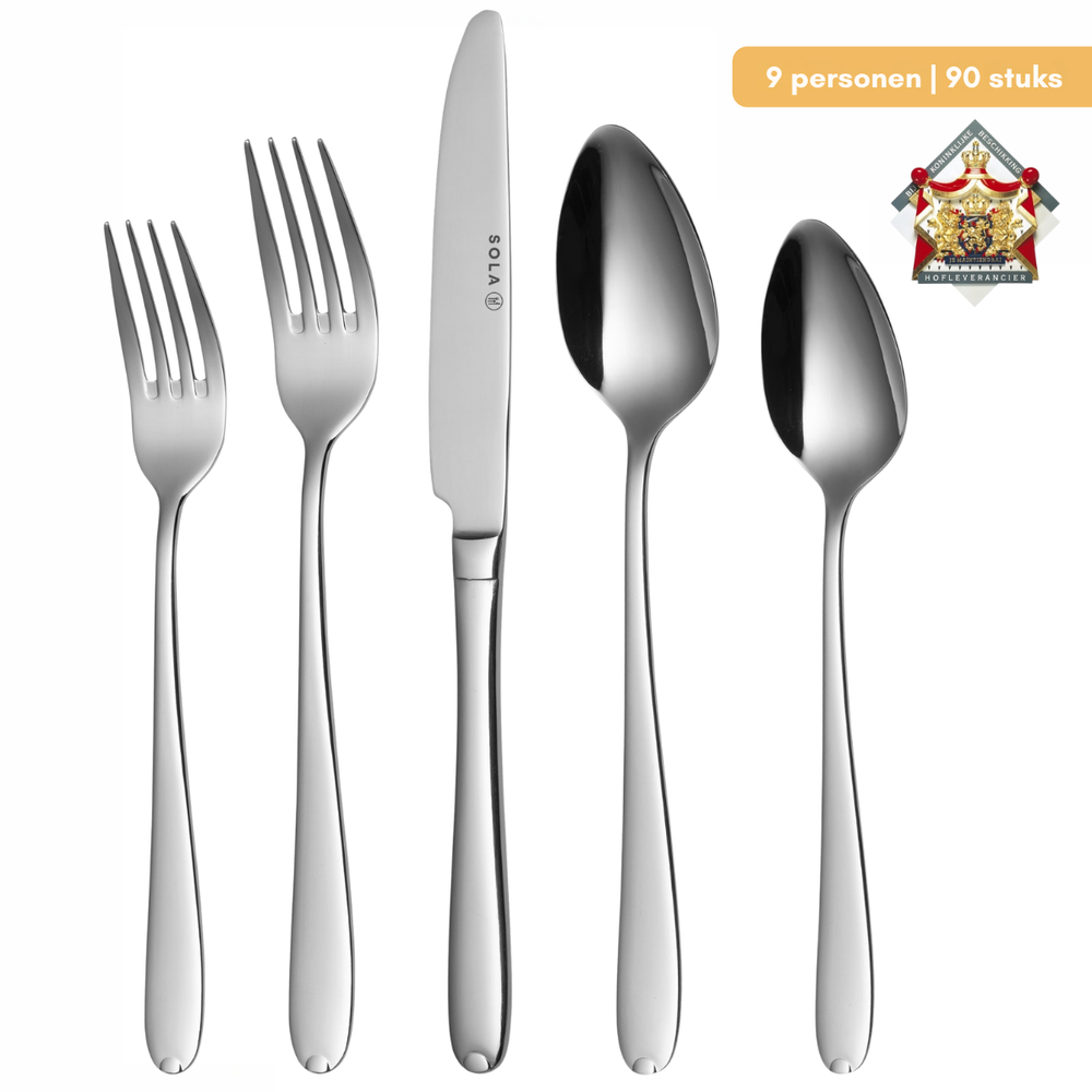 Sola Bestekset Fleurie - 18/10 RVS - 90 delig / 9 personen