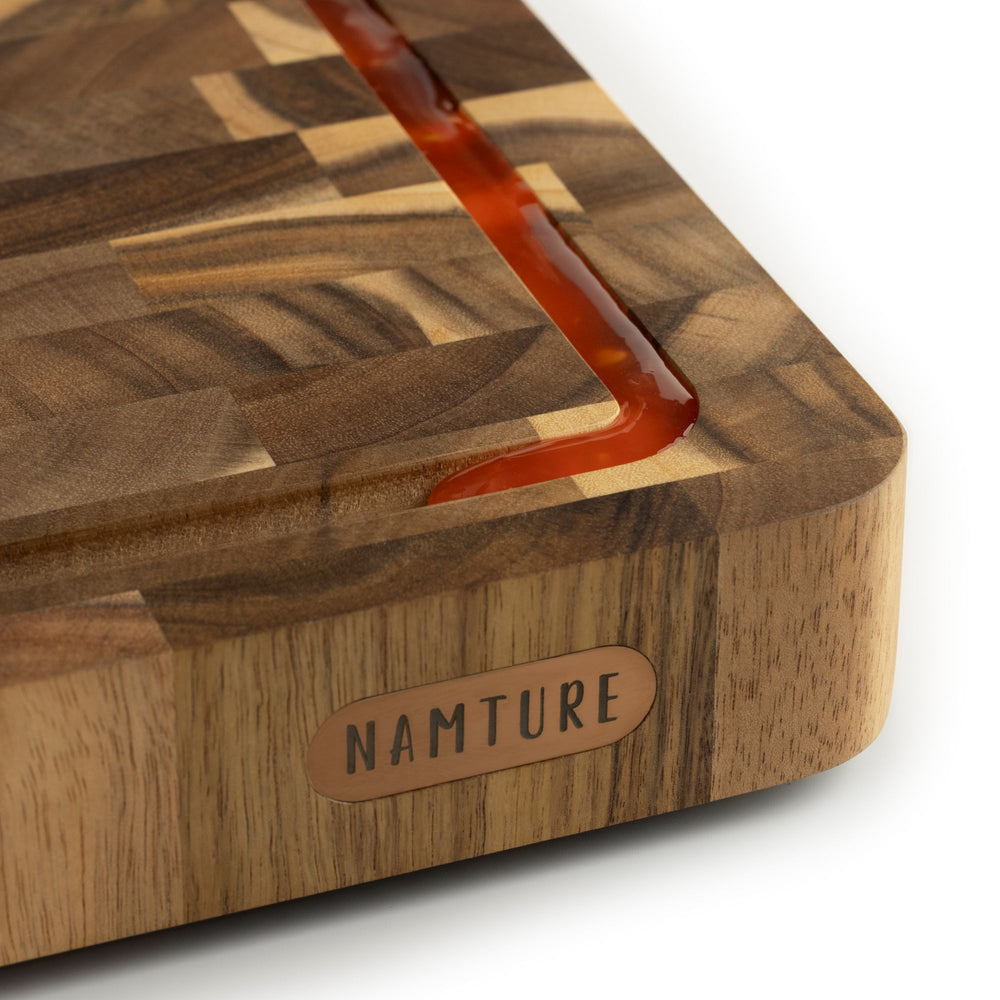 Namture Houten Snijplank Acacia Kopshout M - 28 x 18 cm - Houten Snij- en Bereidingsplank