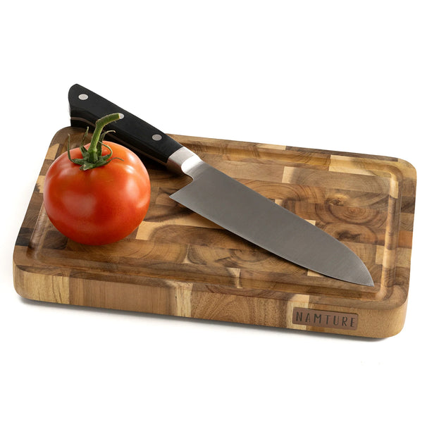 Namture Houten Snijplank Acacia Kopshout M - 28 x 18 cm - Houten Snij- en Bereidingsplank