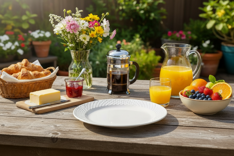 Cookinglife Ontbijtborden / Dessertborden - CampVibe - Outdoor - Kunststof - Onbreekbaar - Wit ø 21 cm - 4 Stuks