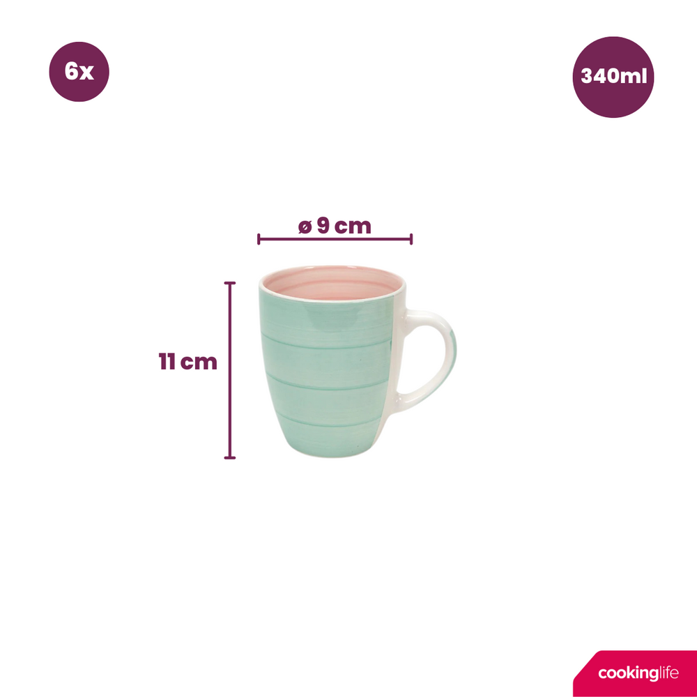 Cookinglife Mokken Pastel Harmony 340 ml - 6 Stuks