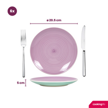 Cookinglife Serviesset Pastel Harmony 18-delig / 6 personen - 6 dinerborden, 6 ontbijtborden en 6 diepe borden