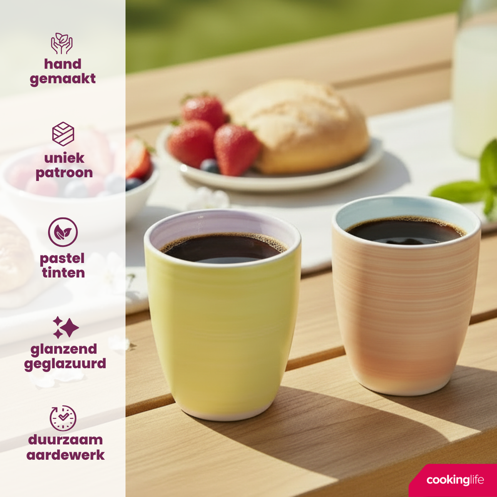 Cookinglife Koffiebekers Pastel Harmony 340 ml - 6 Stuks