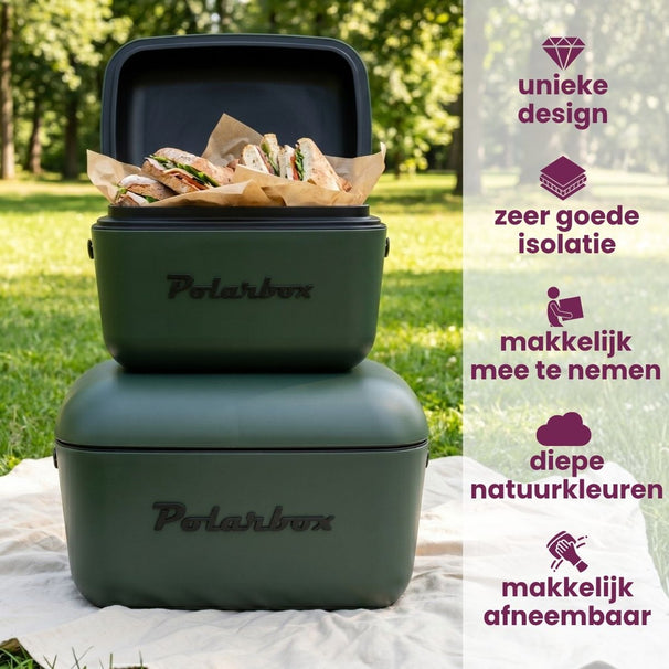 Polarbox Koelbox met Schouderband - Green Forest-Black - 20 Liter
