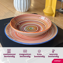 Cookinglife Serviesset Rhythm & Lines 18-delig / 6 personen - 6 dinerborden, 6 ontbijtborden en 6 diepe borden