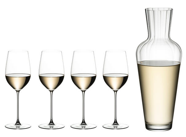 Riedel Wijnglazenset - Witte Wijnglazen - Veritas - Rieseling / Zinfandel + Wine Friendly Decanter