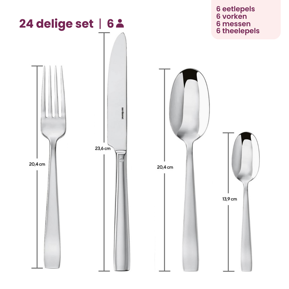 Sambonet Bestekset Flat - Champagne - 24 delig / 6 personen