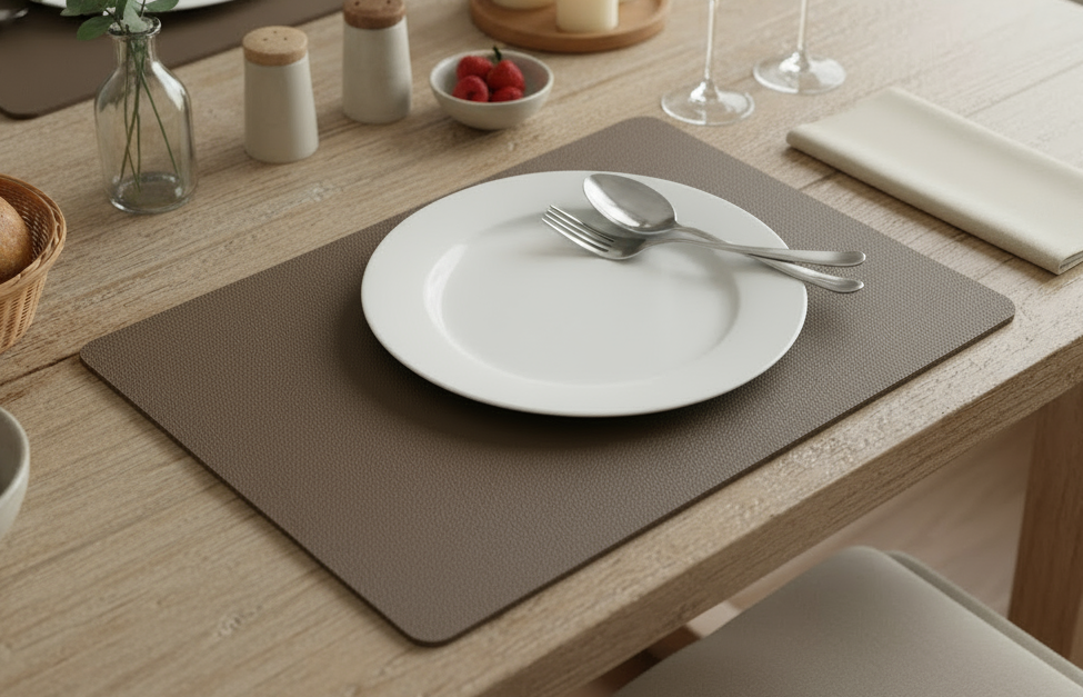 Cosy & Trendy Placemats Leather Look Lead Gray - Afwasbaar - 43 x 30 cm - 6 Stuks