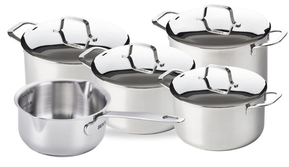 Beka Pannenset Maestro 5-Delig - zonder anti-aanbaklaag - geschikt voor alle warmtebronnen (Kookpannen, Steelpan & Soeppan)