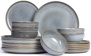 ASA Selection Serviesset Saisons - Denim 18 delig / 6 personen - 6 dinerborden, 6 ontbijtborden en 6 kommen