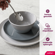 Cookinglife Ontbijtborden / Dessertborden Siaki - Wit / Blauw / Grijs ø 19 cm - Porselein - 6 stuks